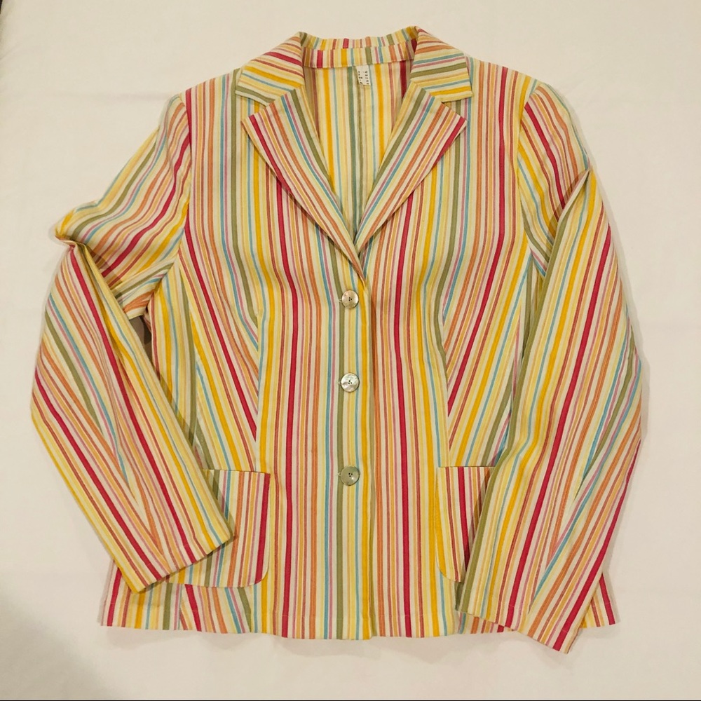 Multi- Colored Striped Button Down Jacket - image 1